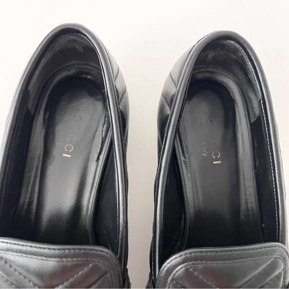 GUCCI | Marmont GG Black Quilted Chevron Leather Matelasse Slip On Loafer US 7 - Picture 8 of 15